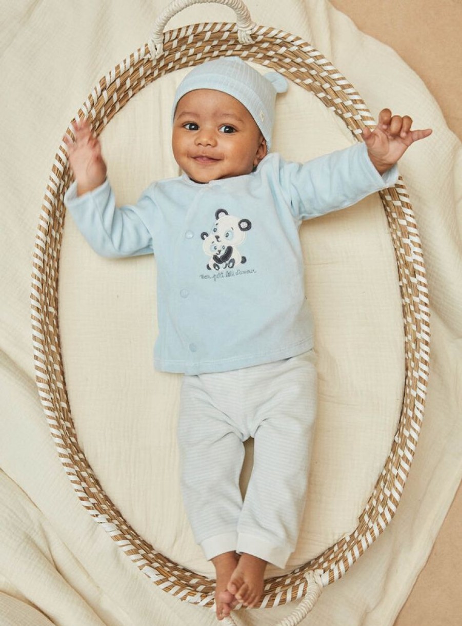 Naissance Sergent Major Tenues & Ensembles | Haut Bleu Glacier Et Bas Ecru En Velours