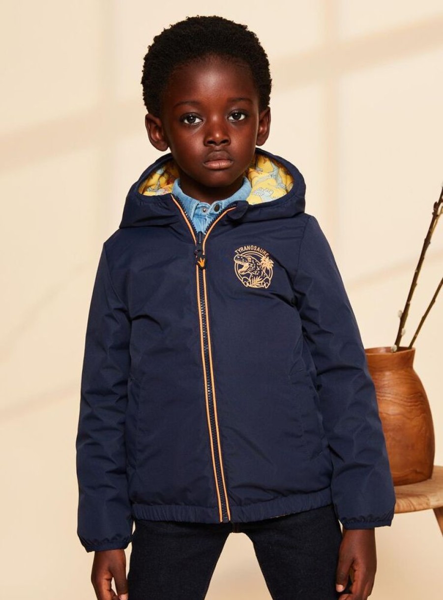 Garcon Sergent Major Manteau, Parka & Veste | Doudoune Reversible Bleu Marine A Capuche