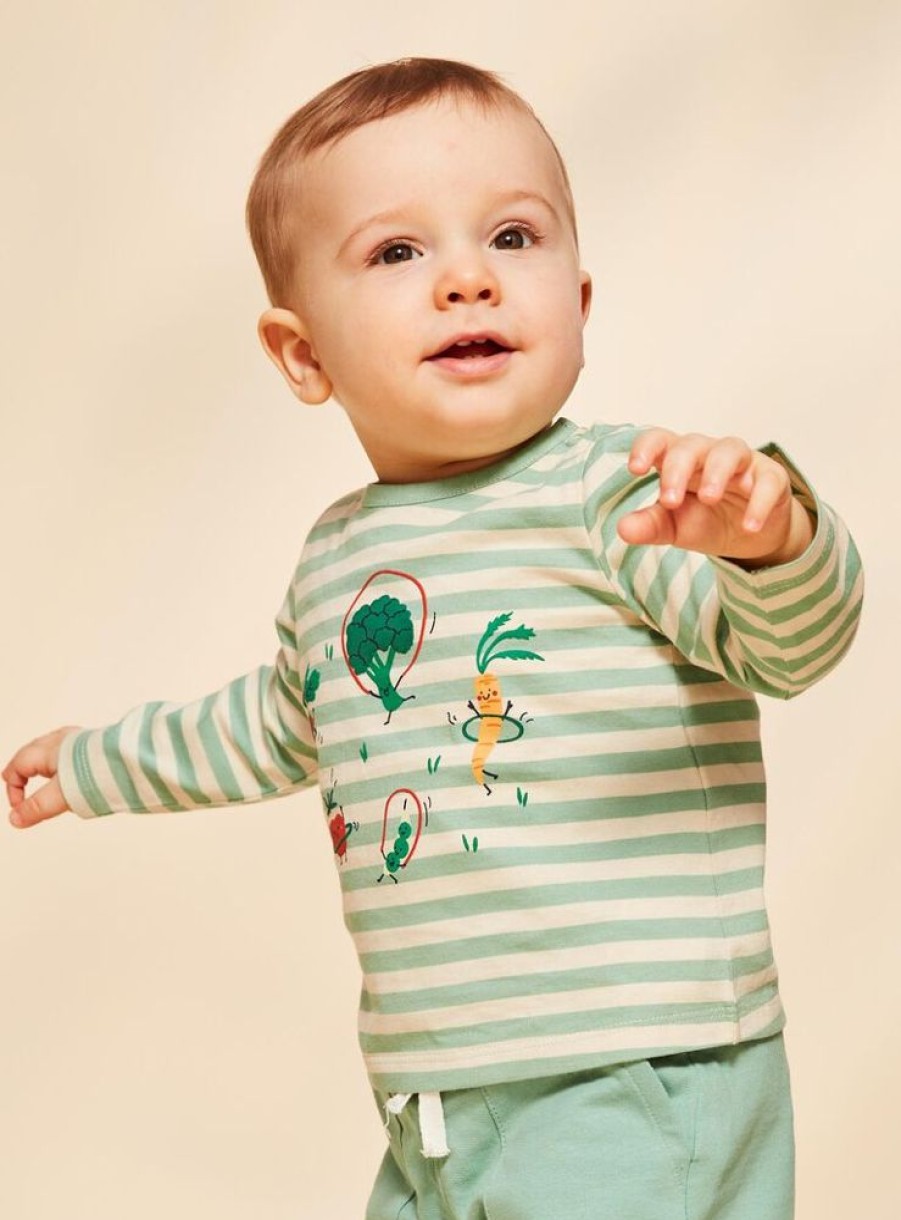 Bebe Garcon Sergent Major Chemise, T-Shirt & Polo | T-Shirt Vanille A Rayures Et Legumes